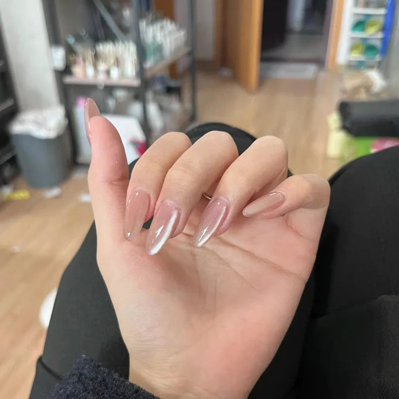 24pcs Long Almond Press on Nails False Nails with Golden Decoration Wearable Stick-on Nails Fake Nail Uñas Накладные Ногти 네일팁