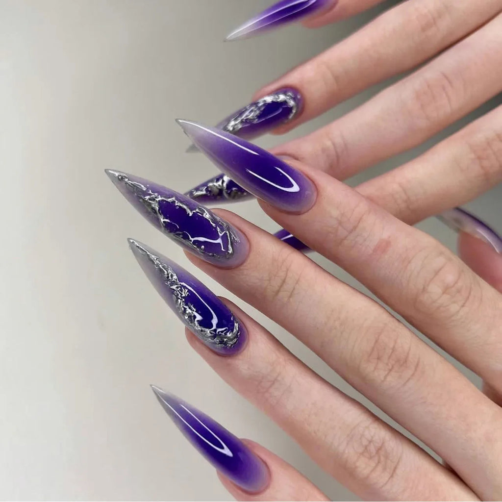 24Pcs Long Stiletto Nails Set Press on Pink Edge French Detachable Fake Nails Art Simple Artificial Full Cover False Nails Tips